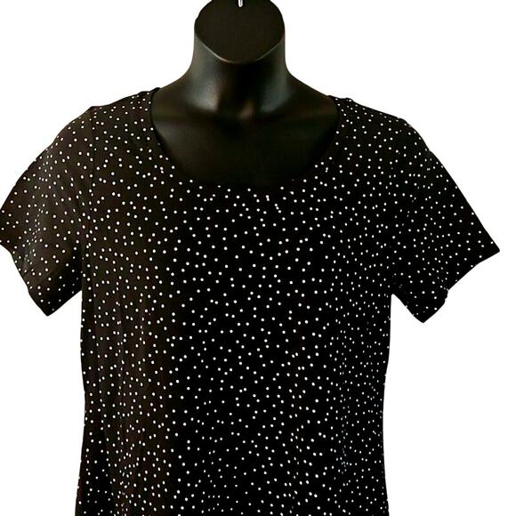 Isaac Mizrahi Live! Polka Dot Short Sleeve A-Line Dress Size L 12-14 Black/White - Picture 5 of 6